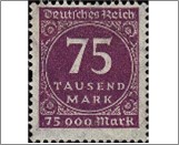 Mint Stamp German Reich 1923 MI276(SC240) 75000 German reichsmark Grey violet,Dark brown violet Value in circle**STOCK IMAGE**