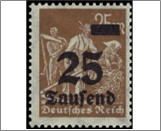 Mint Stamp German Reich 1923 MI283(SC247) 5T on 25m 25000 German reichsmark Dark ochre brown Surcharge -**STOCK IMAGE**