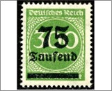 Mint Stamp German Reich 1923 MI286(SC250) 5T on 300m 75000 German reichsmark Dark yellowish green Surcharge -**STOCK IMAGE**