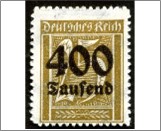 Mint Stamp German Reich 1923 MI298(SC274) 400T on 25pf 400000 German reichsmark Black yellow ochre Surcharge -**STOCK IMAGE**