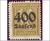 Mint Stamp German Reich 1923 MI299(SC275) 400T on 30pf 400000 German reichsmark Black yellow ochre Surcharge -**STOCK IMAGE**