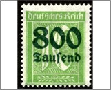 Mint Stamp German Reich  MI302A(SC262) 800T on 10pf 800000 German reichsmark Dark yellowish green Surcharge -**STOCK IMAGE**