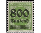 Mint Stamp German Reich  MI304A(SC264) 800T on 300m 800000 German reichsmark Dark yellowish green Surcharge -**STOCK IMAGE**