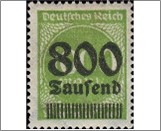Mint Stamp German Reich  MI308A(SC268) 800T on 1000m 800000 German reichsmark Bright yellowish green Surcharge -**STOCK IMAGE**