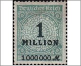 Mint Stamp German Reich 1923 MI314AP(SC281) 1000000 German reichsmark Dark green blue Value in Millionen**STOCK IMAGE**