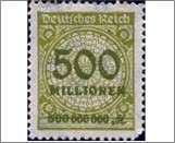 Mint Stamp German Reich  MI324AP(SC293) 500000000 German reichsmark Sage green,Dark olive yellow,Blackish olive yellow Va**STOCK IMAGE**