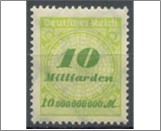 Mint Stamp German Reich 1923 MI328AW(SC297) 10000000000 German reichsmark Dark yellow green,Olive green Value in Milliarden**STOCK IMAGE**