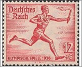 Mint Stamp German Reich 1936 MI613(SCB86) 2+6 German reichspfennig Brownish red Olympic torch relay**STOCK IMAGE**