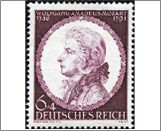 Mint Stamp German Reich 1941 MI810(SCB200) 6+4 German reichspfennig Blackish brown violet Wolfgang Amadeus Mozart, Composer**STOCK IMAGE**