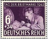 Mint Stamp German Reich 1942 MI811(SCB201) 6 +24 German reichspfennig Black red violet Collector with album**STOCK IMAGE**