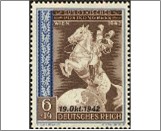 Mint Stamp German Reich 1942 MI824(SCB213) 6+14 German reichspfennig Bright ultramarine,Siena Riding postillion over globe**STOCK IMAGE**