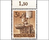 Mint Stamp German Reich 1943 MI850(SCB237) 3 +7 German reichspfennig Dark yellow brown Working men in the service**STOCK IMAGE**