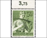 Mint Stamp German Reich 1943 MI851(SCB238) 5 +10 German reichspfennig Green olive Working men in the service**STOCK IMAGE**