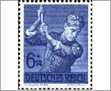 Mint Stamp German Reich 1943 MI852(SCB239) 6 +14 German reichspfennig Dark ultramarine Working men in the service**STOCK IMAGE**