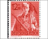 Mint Stamp German Reich 1943 MI853(SCB240) 2+18 German reichspfennig Red Working men in the service**STOCK IMAGE**