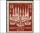 Mint Stamp German Reich 1943 MI862(SCB249) 2+8 German reichspfennig Blackish brownish red Old LÃ¼beck**STOCK IMAGE**