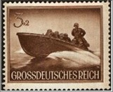 Mint Stamp German Reich 1944 MI873y(SCB257) 3 +2 German reichspfennig Blackish yellow brown Assault Boat**STOCK IMAGE**