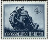 Mint Stamp German Reich 1944 MI874y(SCB258) 4 +3 German reichspfennig Blackish grey ultramarine Kettenkrad**STOCK IMAGE**