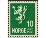 Mint Stamp Norway 1937 NK202y(SC167) Posthorn and Lion III (wmk) 10 Øre Bluish green**STOCK IMAGE**