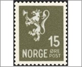Mint Stamp Norway 1937 NK204b(SC169) Posthorn and Lion III (wmk) 15 Øre Greenish olive**STOCK IMAGE**