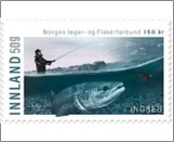 Used Stamp Norway 2021 NK2053(SC1921) Angler and Salmon  Krone Multicolor**STOCK IMAGE**