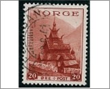 Mint Stamp Norway 1939 NK221y(SC) Stave Church, Borgund 20 Øre Red Brown Thin White Paper**STOCK IMAGE**