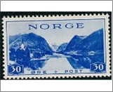 Mint Stamp Norway 1939 NK222x(SC) Joelster in Sunnfjord 30 Øre Ultramarine -Thick Yellow Paper**STOCK IMAGE**