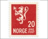 Mint Stamp Norway 1940 NK246IIa(SC) Posthorn and Lion III (no wmk) 20 Øre Dark red**STOCK IMAGE**