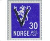 Mint Stamp Norway 1941 NK269(SC215) V- Overprint (wmk) 30 Øre Ultramarine**STOCK IMAGE**