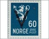 Mint Stamp Norway 1941 NK273(SC219) V- Overprint (wmk) 60 Øre Green blue**STOCK IMAGE**