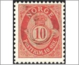 Used Stamp Norway 1895 NK62(SC51a) Posthorn Antiqua Centraltrykkeriet 10 Øre Rose**STOCK IMAGE**