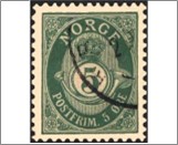 Used Stamp Norway 1896 NK67(SC50a) Posthorn Antiqua Knudsen 5 Øre Green**STOCK IMAGE**