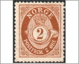 Used Stamp Norway 1899 NK74X(SC48) Posthorn Antiqua Knudsen 2 Øre Yellow brown**STOCK IMAGE**