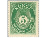 Used Stamp Norway 1898 NK76X(SC50) Posthorn Antiqua Knudsen 5 Øre Green**STOCK IMAGE**