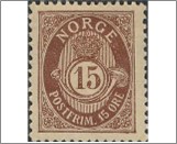 Used Stamp Norway 1908 NK78(SC52) Posthorn Antiqua Knudsen 15 Øre Red Brown**STOCK IMAGE**