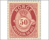 Used Stamp Norway 1901 NK83X(SC57) Posthorn Antiqua Knudsen 50 Øre Lilac brown**STOCK IMAGE**