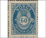 Used Stamp Norway 1900 NK84X(SC58) Posthorn Antiqua Knudsen 60 Øre Blue**STOCK IMAGE**