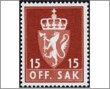 Used Stamp Norway 1972 NKT100 OFF. SAK I Fosforescent 15 Norwegian øre Dark orange brown**STOCK IMAGE**