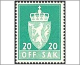Used Stamp Norway 1969 NKT101b Off. Sak I 20 Norwegian øre Dark blue green**STOCK IMAGE**