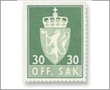 Used Stamp Norway 1971 NKT102 OFF. SAK I Fosforescent 30 Norwegian øre Dark green**STOCK IMAGE**