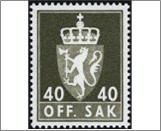 Used Stamp Norway 1970 NKT103 OFF. SAK I Fosforescent 40 Norwegian øre Black brown olive**STOCK IMAGE**
