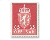 Used Stamp Norway 1969 NKT106 OFF. SAK I Fosforescent 65 Norwegian øre Carmine red**STOCK IMAGE**