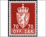 Used Stamp Norway 1970 NKT107(SCNO O89) OFF. SAK I Fosforescent 70 Norwegian øre Red**STOCK IMAGE**