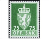 Used Stamp Norway 1973 NKT108(SCNO O90) OFF. SAK I Fosforescent 75 Norwegian øre Emerald**STOCK IMAGE**