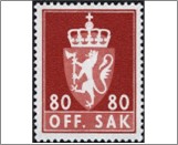 Used Stamp Norway 1972 NKT109(SCNO O90A) OFF. SAK I Fosforescent 80 Norwegian øre Brown red**STOCK IMAGE**