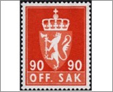 Used Stamp Norway 1971 NKT111 OFF. SAK I Fosforescent 90 Norwegian øre Orange red**STOCK IMAGE**