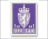 Used Stamp Norway 1970 NKT112 OFF. SAK I Fosforescent 1 kr - Norwegian krone Blue violet**STOCK IMAGE**