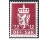 Used Stamp Norway 1974 NKT114(SCNO O93) OFF. SAK I Fosforescent 1.1 kr - Norwegian krone Lilac red**STOCK IMAGE**