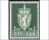 Used Stamp Norway 1972 NKT115 OFF. SAK I Fosforescent 2 kr - Norwegian krone Dark grey green**STOCK IMAGE**