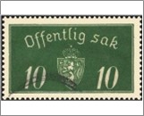 Used Stamp Norway 1933 NKT12(SCNO O12) Offentlig Sak 10 Norwegian øre Green**STOCK IMAGE**